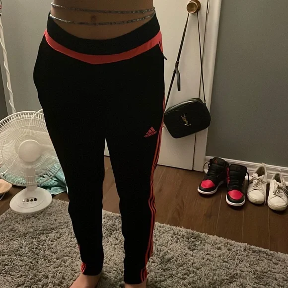 adidas Pants Jumpsuits Black With Neon Pink Lining Adidass Joggers Poshmark